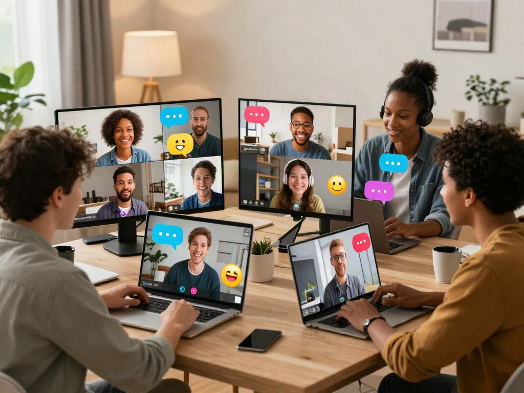 Free AI sex chat platform showcasing diverse users enjoying engaging conversations in modern home settings.