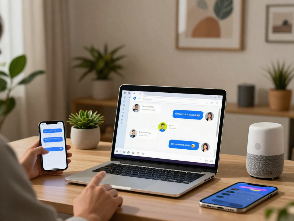Interactive spicy ai chat session in a modern home office.