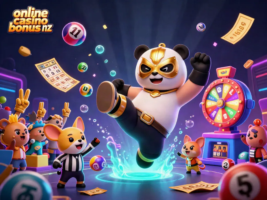 Experience exciting winning moments with online casino bonus nz amid colorful lottery elements and vibrant characters.